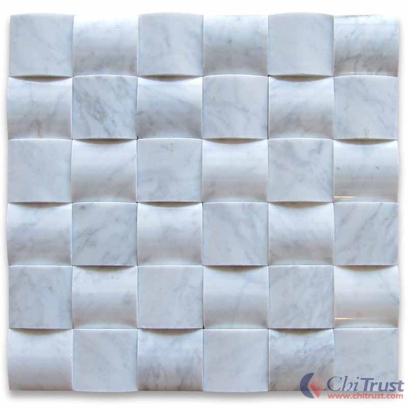 Carrara White 3D Cambered 2x2 Mosaic